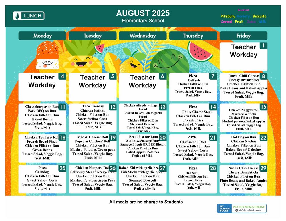 AES Lunch Menu