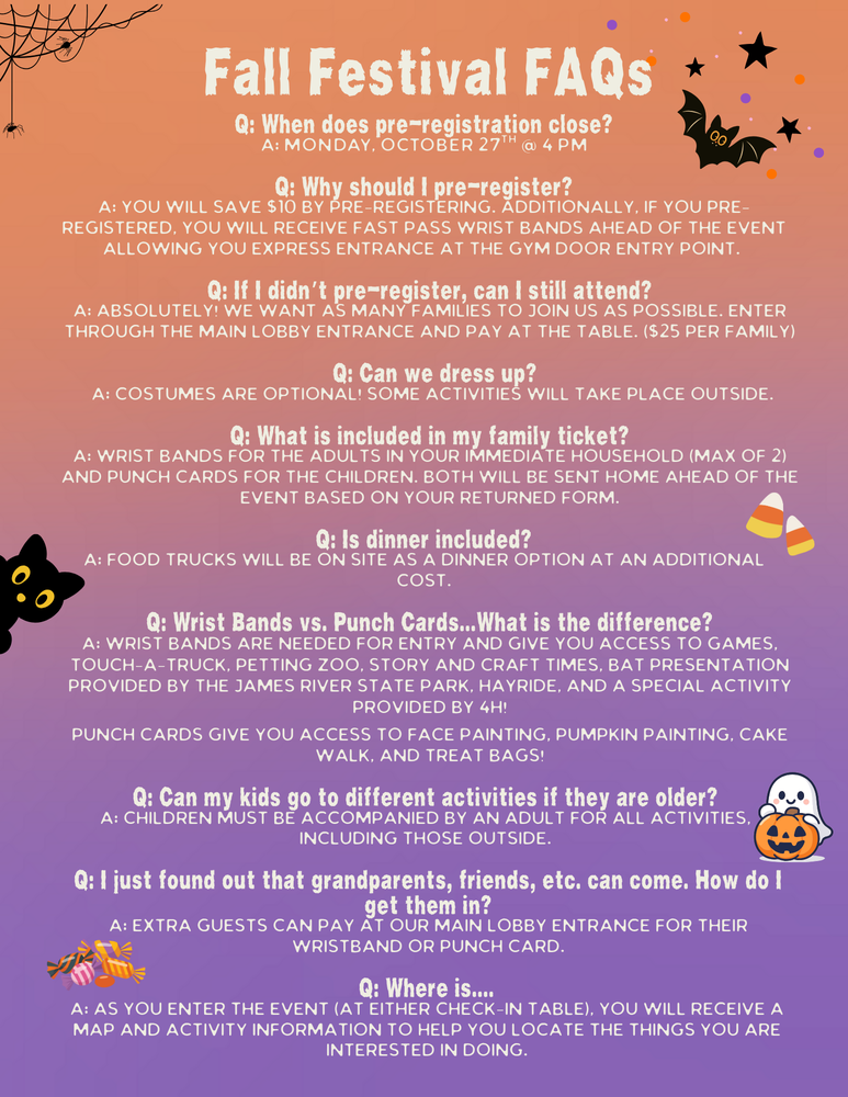 Fall Festival: Oct. 30th 5:00-7:00