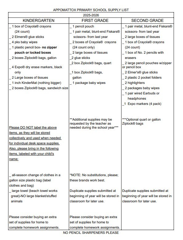 25-26 supply list
