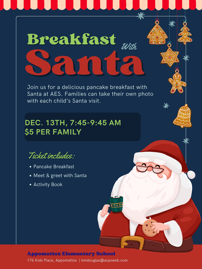 AES Breakfast with Santa : December 13th 7:45-9:45 a.m.  