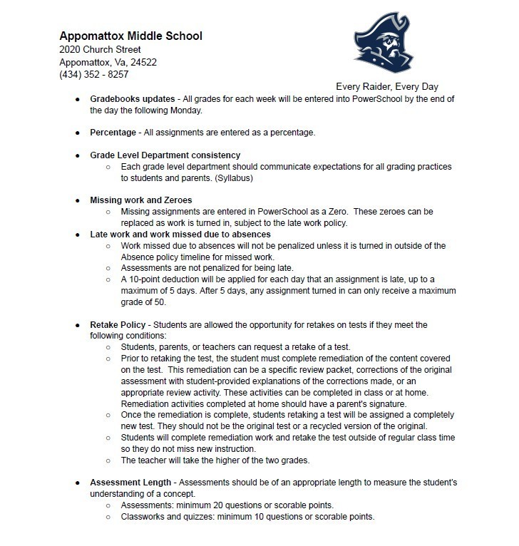 AMS Grading Policy Implementation