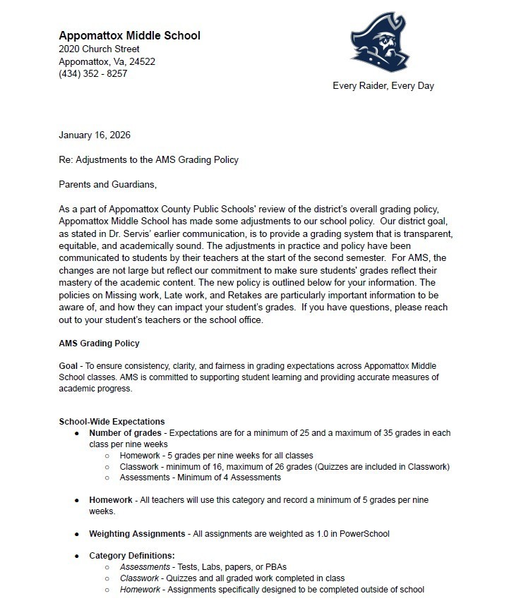 AMS Grading Policy Implementation