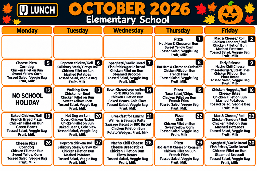 AES October lunch menu
