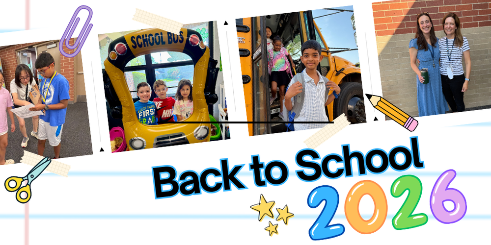 Back to school banner with 4 photos