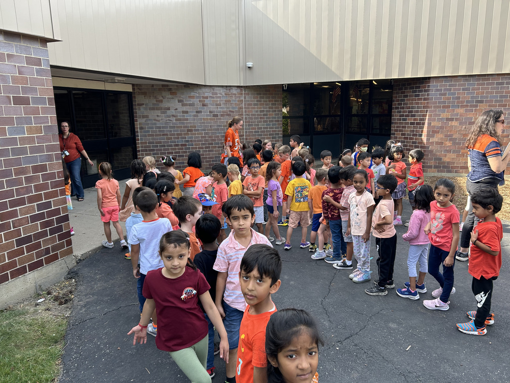 Students wearing orange