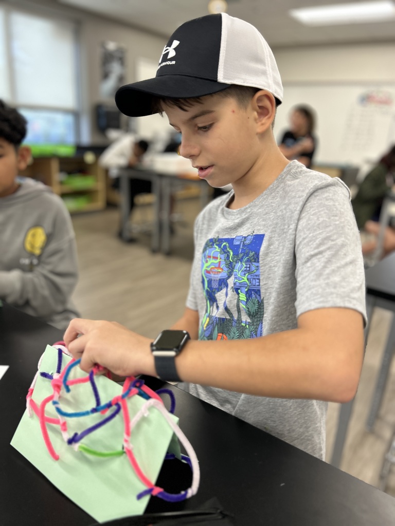 Student working on a craft.