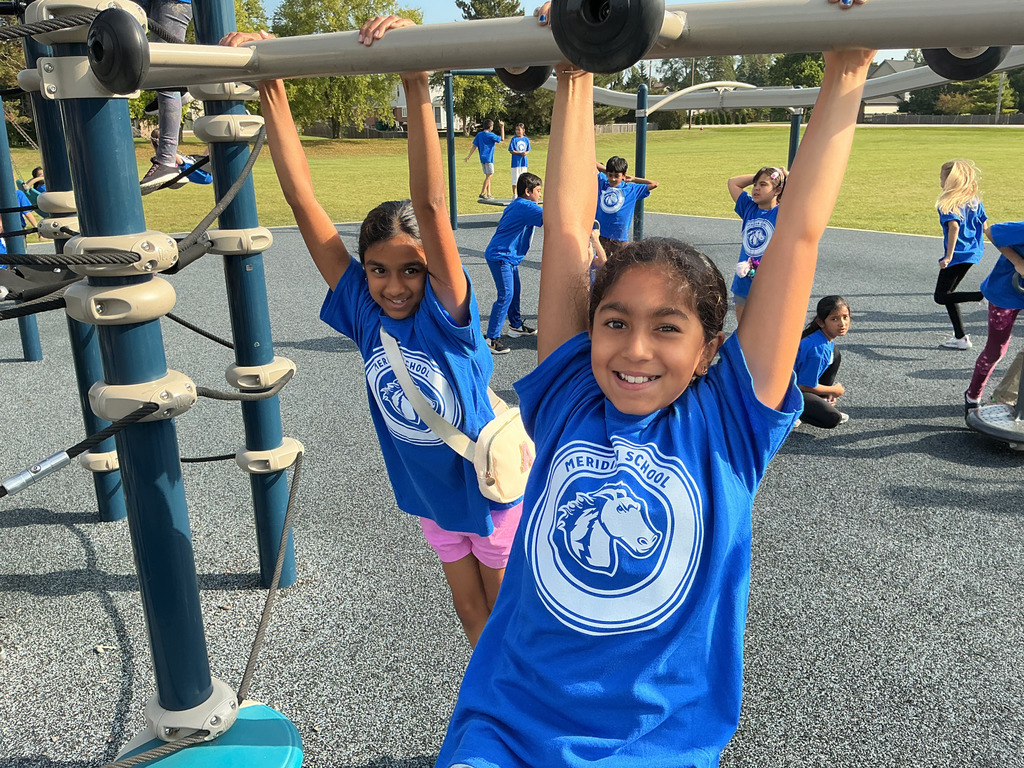 Students on the monkey bars.