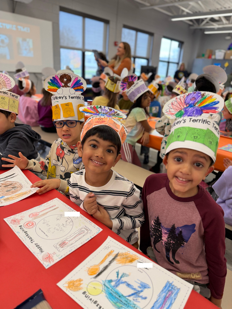 Students with their menus and hats on.