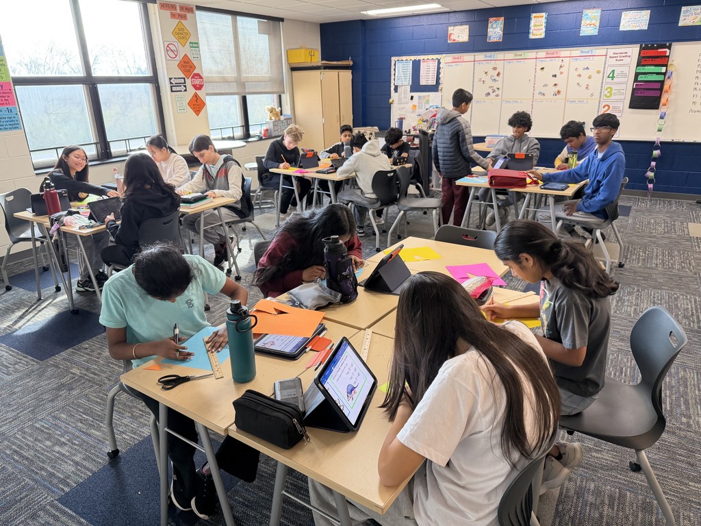 Students working at their desks.