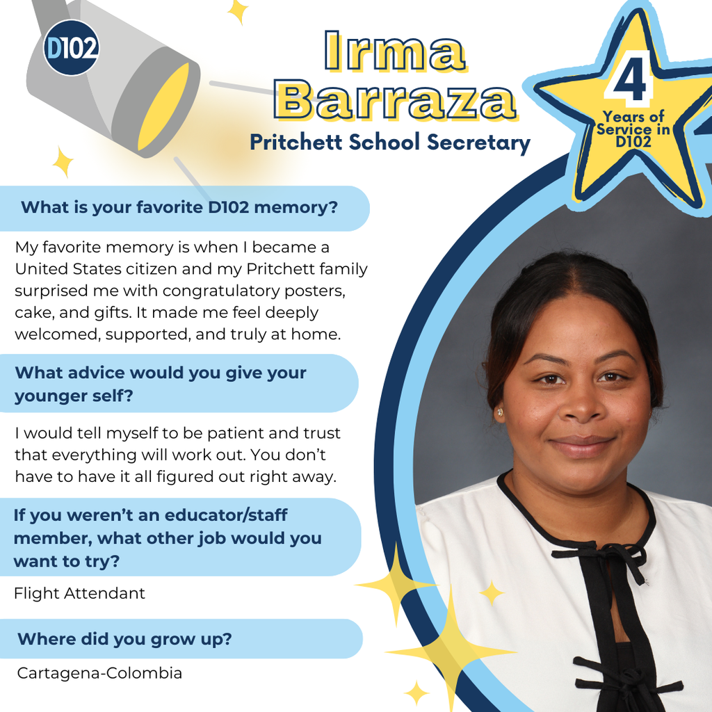 Staff spotlight message graphic.