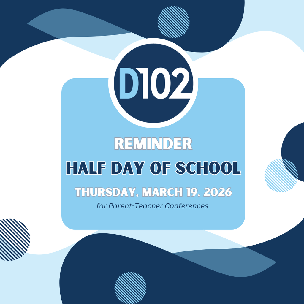 Half day of school info graphic. Half day is march 19.