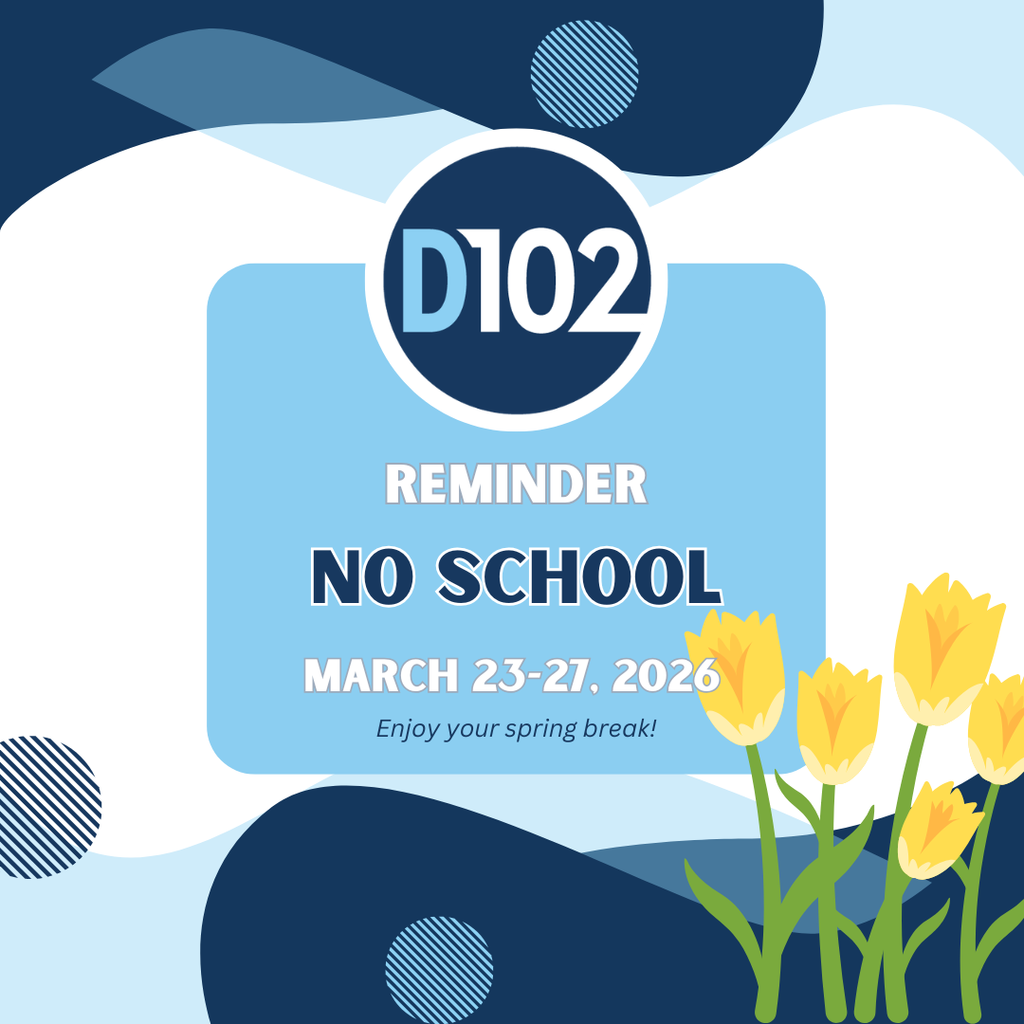 No school post about days off for spring break. March 23-27.