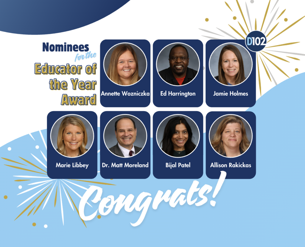 Staff members highlighted for Educator of the year award.