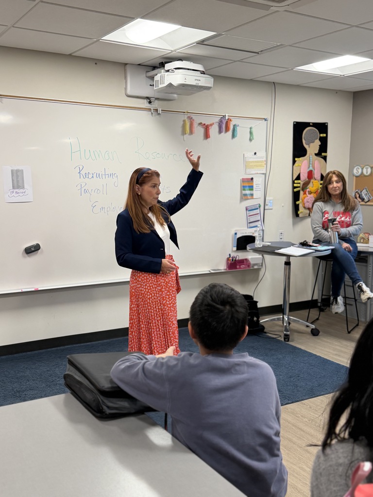 Presenter speaking to a class.