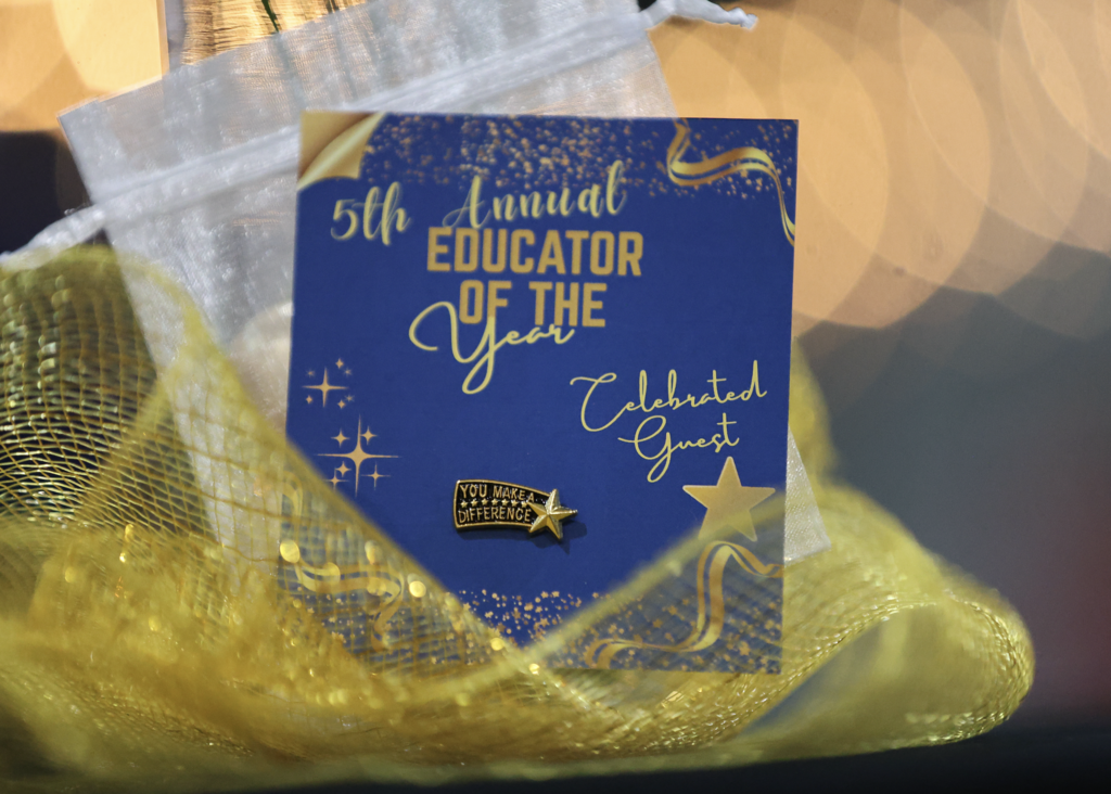 Table decor for the educator of the year ceremony.