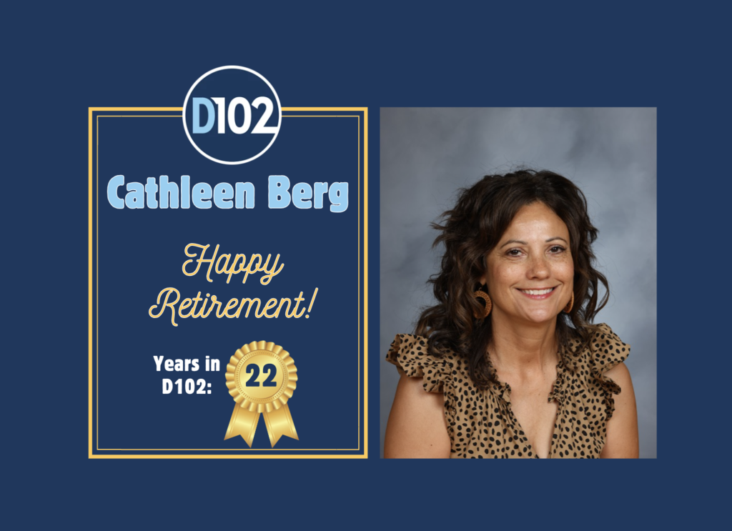 Cathy Berg's retirement celebration graphic.