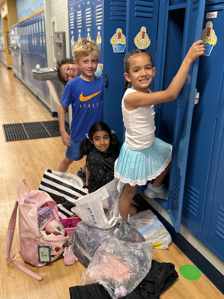 STudents by lockers, cleaning.