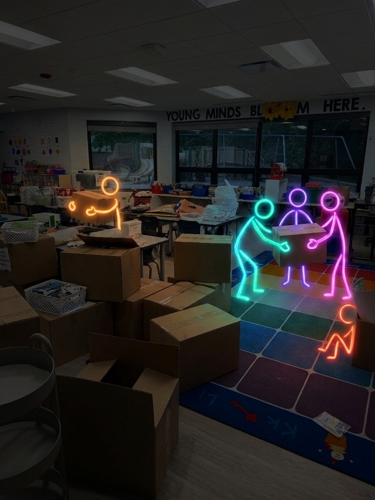 Stick figures moving boxes.