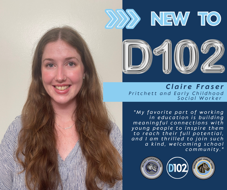 New staff photo of Claire Fraser and a quote: "My favorite part of working in education is building meaningful connections with young people to inspire them to reach their full potential, and I am thrilled to join such a kind, welcoming school community."