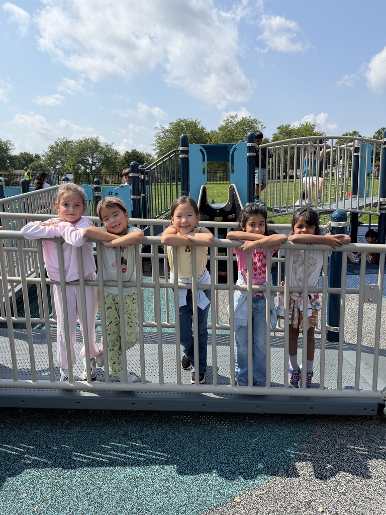 5 girls standing by the railing.