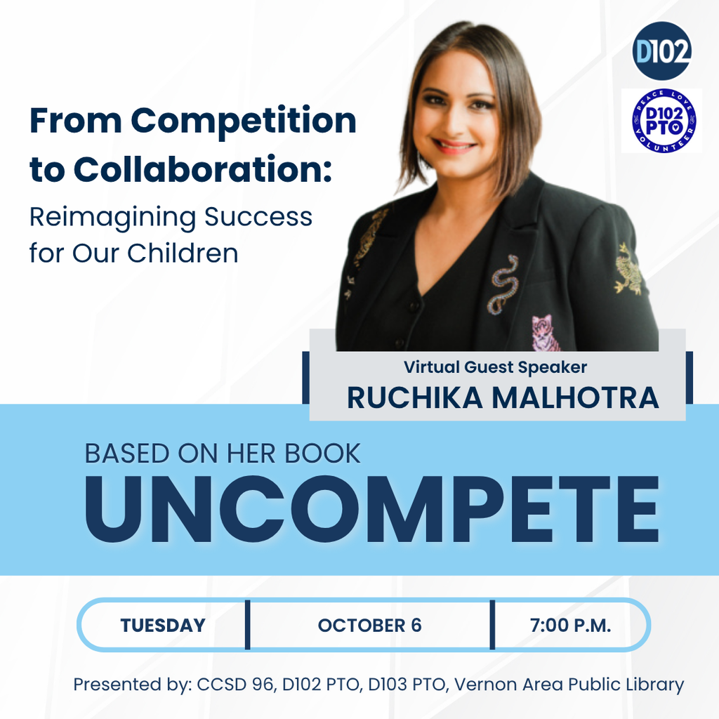 Info Graphic for Ruchika Malhotra's virtual speaking event based on the book Uncompete