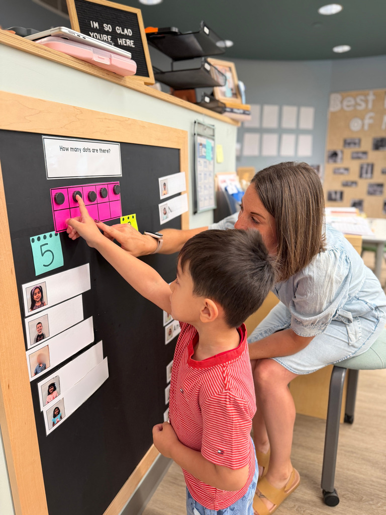 Teacher helps student count on a ten-frame