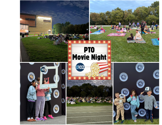Photo collage of PTO Movie Night