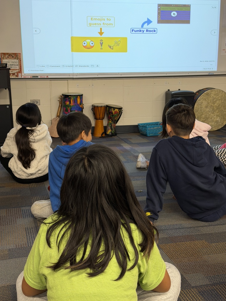 Students looking at the board and deciding which emoji they should choose.