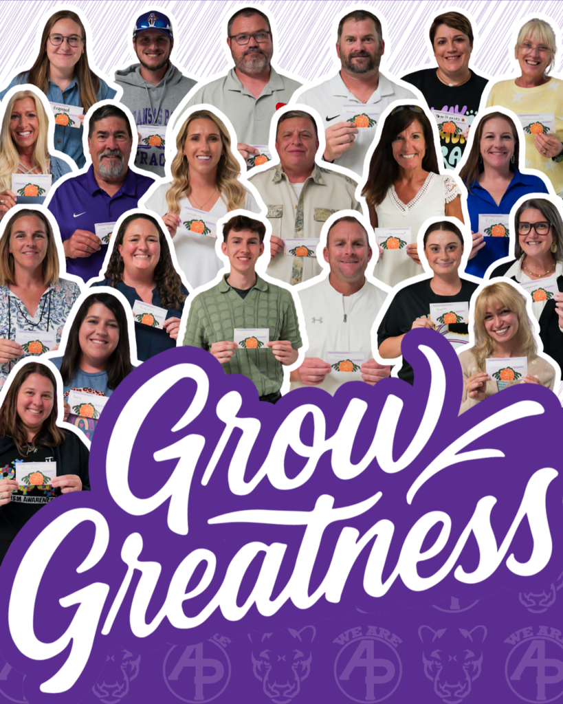 group of teachers with the words "Grow Greatness" in front