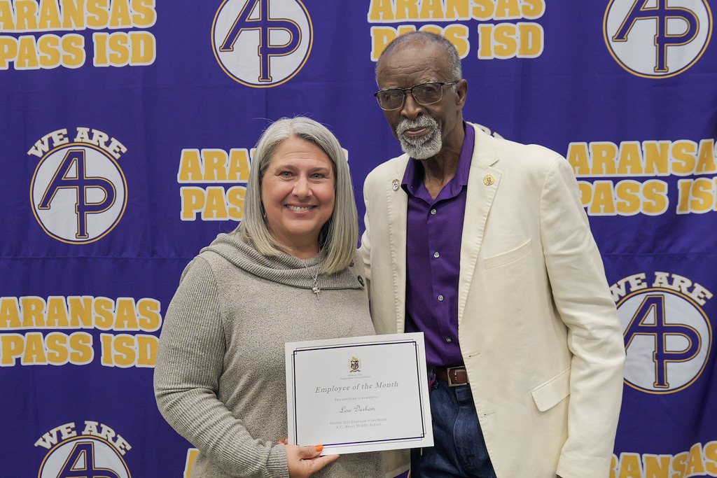 Staff member receiving an award
