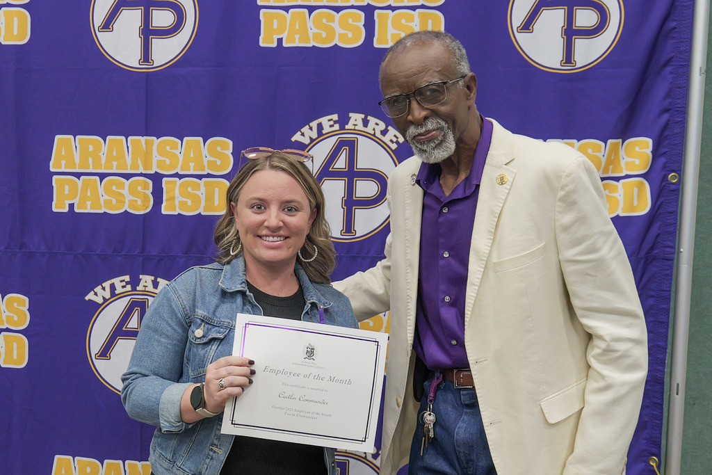 Staff member receiving an award