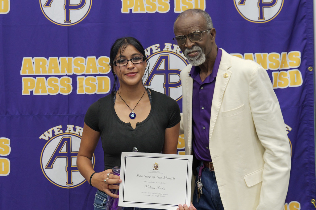 Student receiving an award