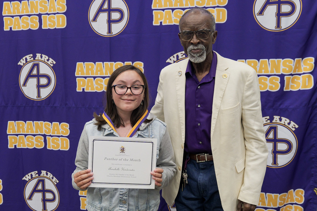 Student receiving an award