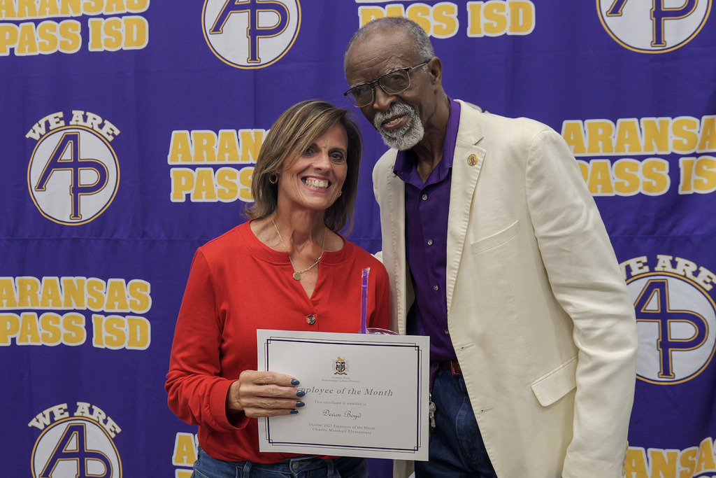 Staff member receiving an award