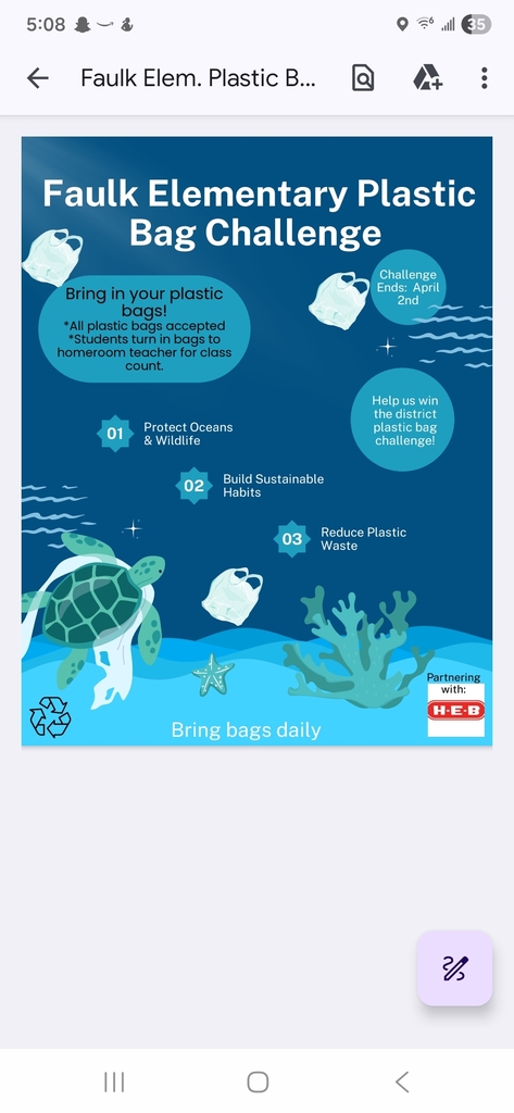 It's Our Annual Plastic Bag Challenge! Starting Monday (March 2nd) bring in those plastic bags so they can be recycled. I will post the top 3 classes weekly. You can count bags at home and send them in groups of 10 or just send them all. We are accepting bags daily in our homeroom classes. 