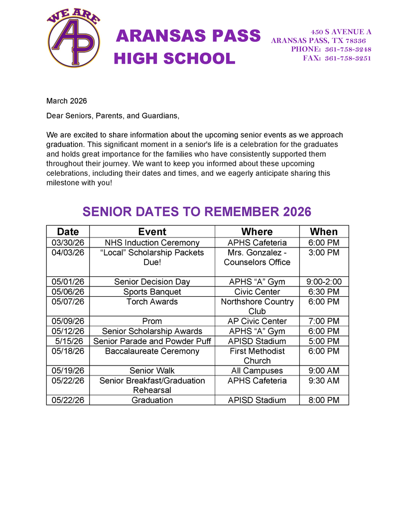 Senior Dates Revised