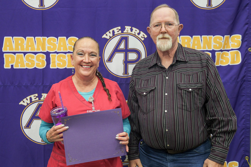 Staff member receiving an award