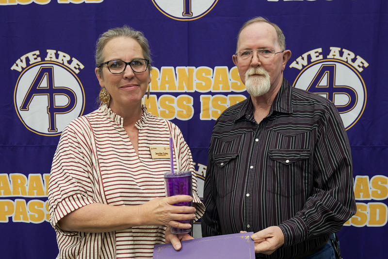Staff member receiving an award