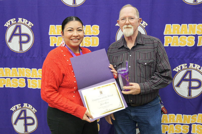 Staff member receiving an award