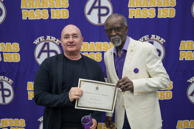 Staff member receiving an award