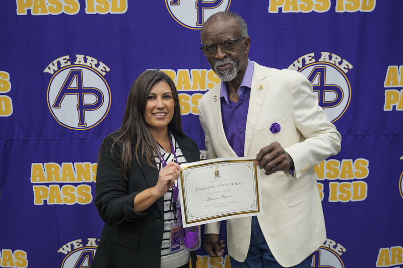 Staff member receiving an award
