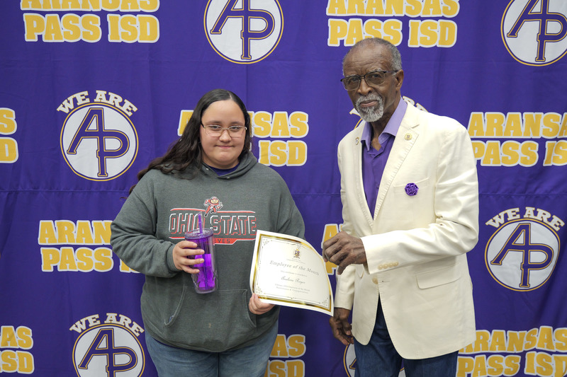 Staff member receiving an award