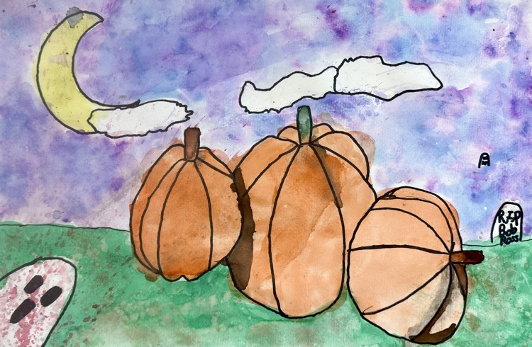 overlapping pumpkin painting