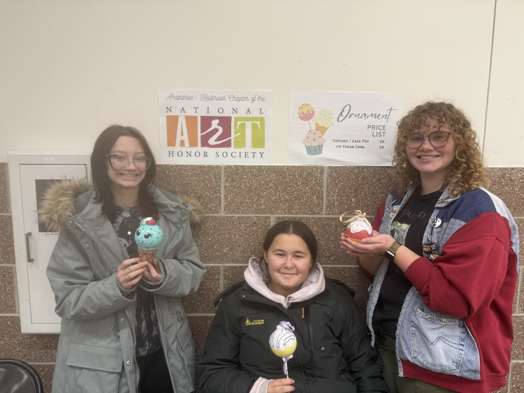 NAHS girls holding ornaments