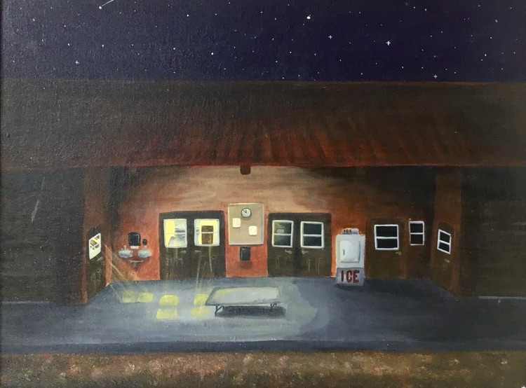 painting of a camp