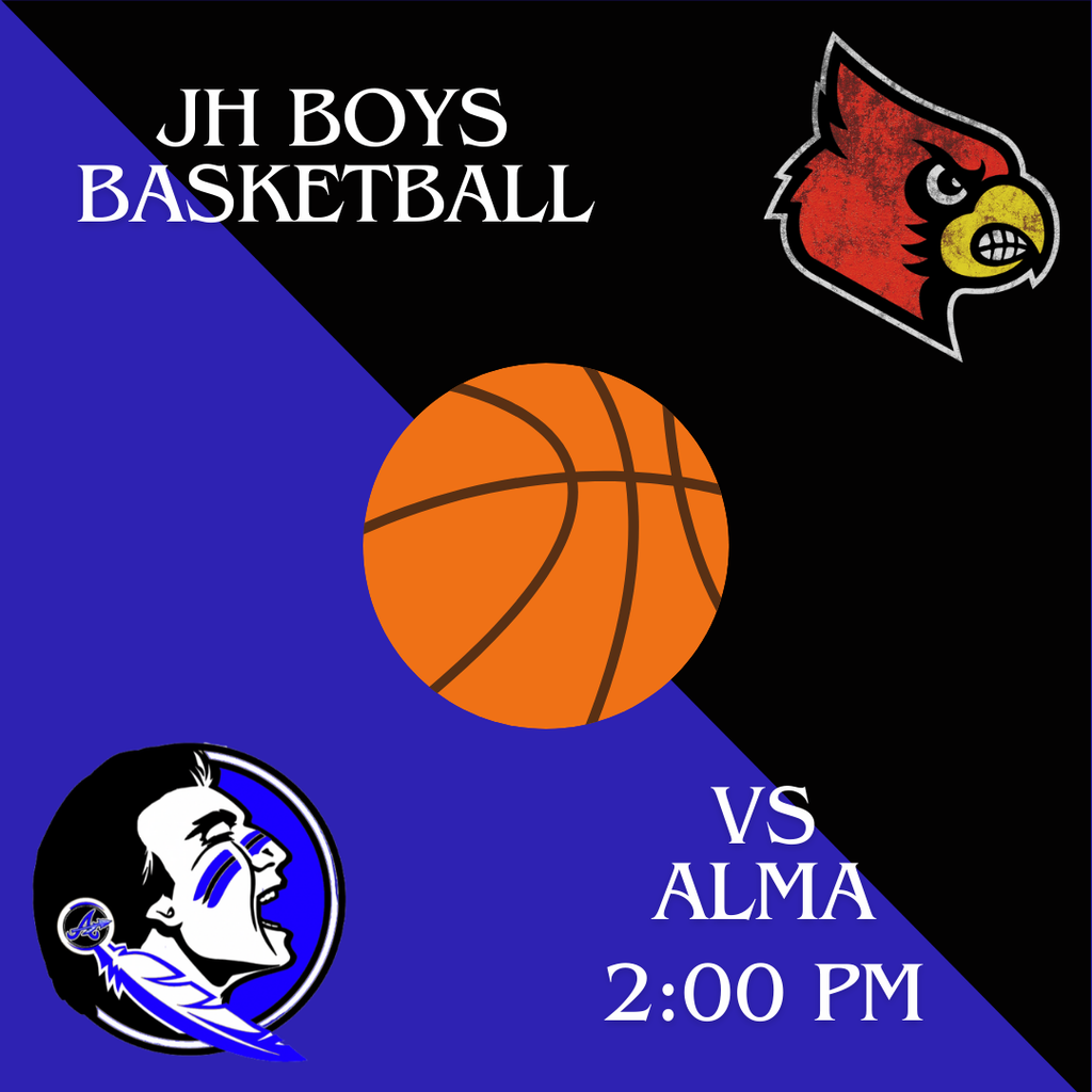 jh boys basketball vs alma - monday february 2nd - 2pm