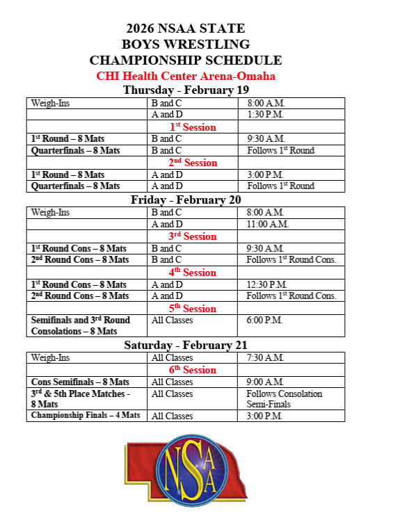 boys state wrestling schedule