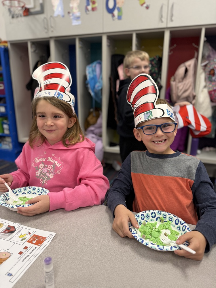 enjoying our green eggs and ham