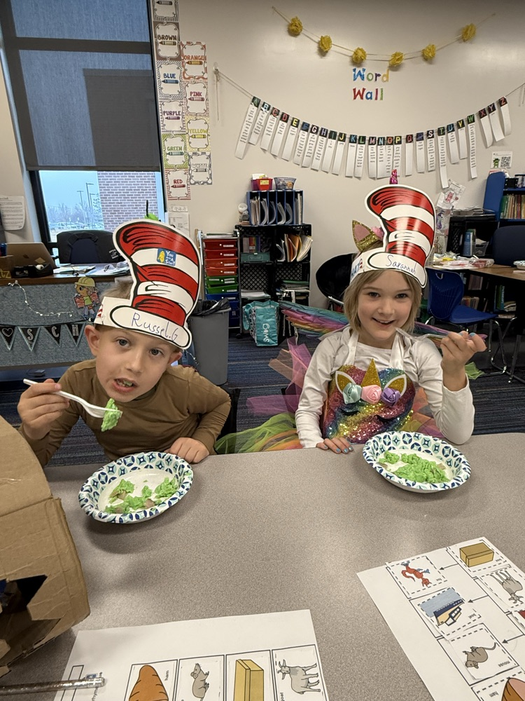 enjoying our green eggs and ham