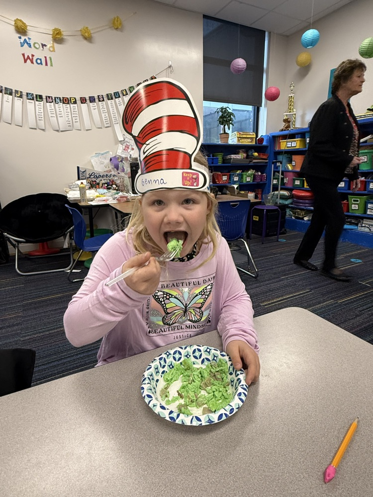 enjoying our green eggs and ham